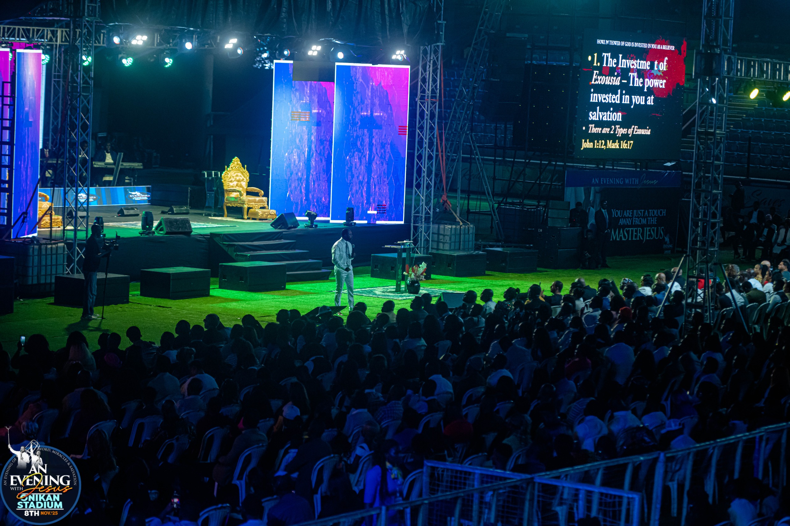Aerial view of the crowd gathered at An Evening With Jesus, Onikan Stadium